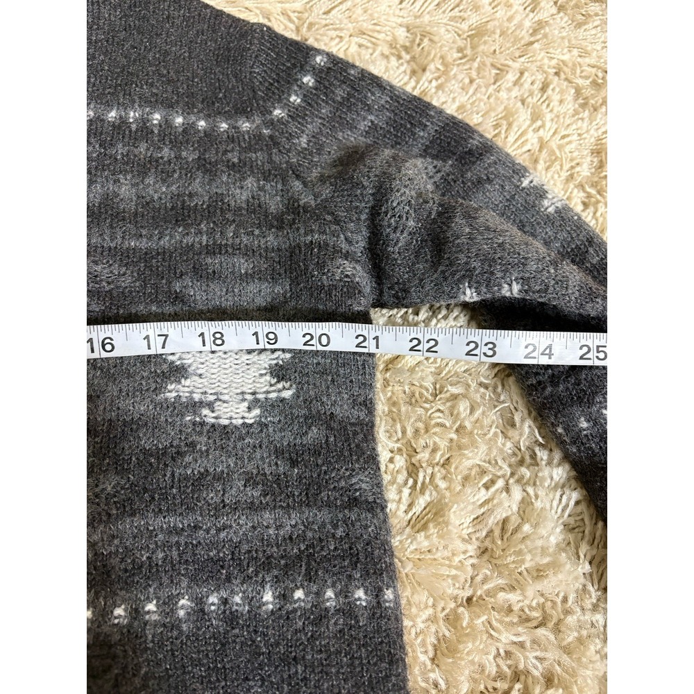 American Eagle Sweater Mens Size M Gray Aztec Southwestern Hooded Wool Blend - Picture 8 of 11